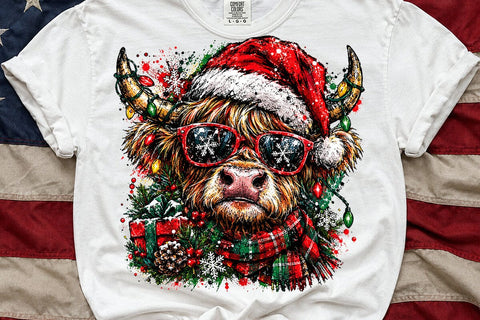 Christmas Highland Cow Sublimation PNG SVG DesignDestine 