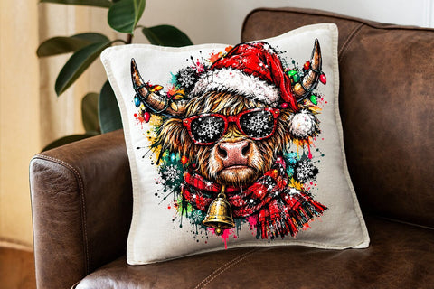 Christmas Highland Cow Sublimation PNG SVG DesignDestine 