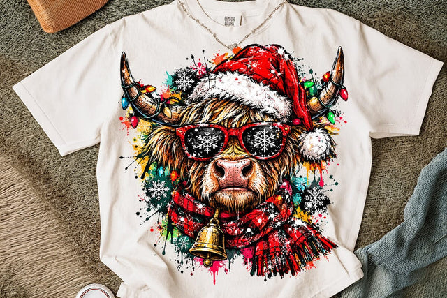 Christmas Highland Cow Sublimation PNG SVG DesignDestine 