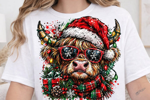 Christmas Highland Cow Sublimation PNG SVG DesignDestine 