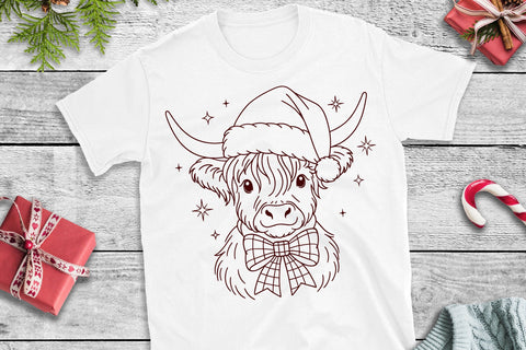 Christmas Highland Cow SVG Cut Files | 4 Farmhouse Winter Cow Designs for Cricut SVG Tafti Art 