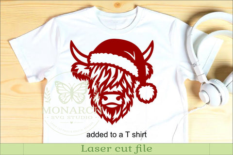 Christmas Highland Cow SVG Santa Hat Laser Cut File SVG APInspireddesigns 