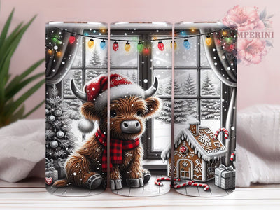 Christmas Highland Cow Tumbler, 20oz Tumbler PNG, Holiday Cow Design, Cute Cow Christmas Art, Winter Tumbler Wrap, Sublimation Tumbler Design, Digital Download Tumbler Sublimation Li Zamperini 