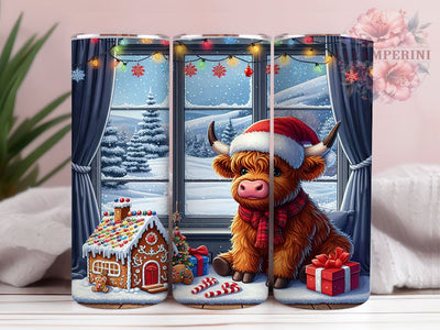 Christmas Highland Cow Tumbler, 20oz Tumbler PNG, Holiday Cow Design, Cute Cow Christmas Art, Winter Tumbler Wrap, Sublimation Tumbler Design, Digital Download Tumbler Sublimation Li Zamperini 