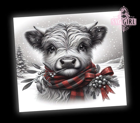 Christmas Highland Cow Tumbler, Cute Cow Sublimation Design, 20oz Tumbler Wrap PNG, Digital Download, Holiday Cow Decor, Winter Tumbler Wrap, Cow with Santa Hat Sublimation SvggirlplusArt 