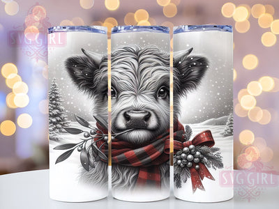 Christmas Highland Cow Tumbler, Cute Cow Sublimation Design, 20oz Tumbler Wrap PNG, Digital Download, Holiday Cow Decor, Winter Tumbler Wrap, Cow with Santa Hat Sublimation SvggirlplusArt 
