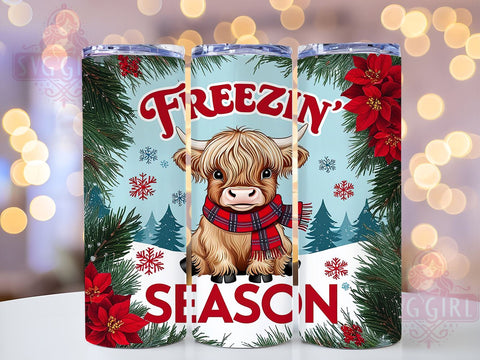 Christmas Highland Cow Tumbler, Holiday Decor, 20oz Sublimation, Winter Cow Tumbler, Cute Christmas Gift, Festive Drinkware, Instant Digital Download Sublimation SvggirlplusArt 