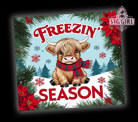 Christmas Highland Cow Tumbler, Holiday Decor, 20oz Sublimation, Winter Cow Tumbler, Cute Christmas Gift, Festive Drinkware, Instant Digital Download Sublimation SvggirlplusArt 