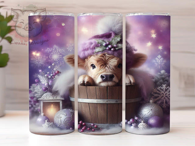 Christmas Highland Cow Tumbler, Rustic Farmhouse Holiday Sublimation Design, Festive Cow Art, 20oz Christmas Tumbler, Whimsical Farmhouse Mug, Cozy Holiday Cup, Seasonal Cow Wrap Sublimation Lara' s Designs 