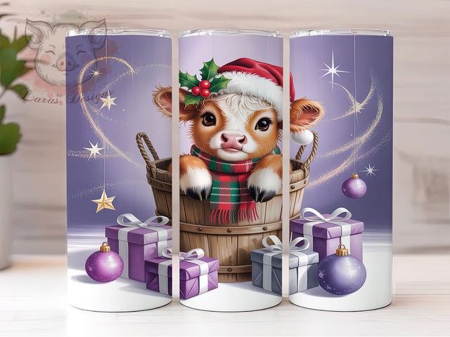 Christmas Highland Cow Tumbler, Rustic Farmhouse Holiday Sublimation Design, Festive Cow Art, 20oz Christmas Tumbler, Whimsical Farmhouse Mug, Cozy Holiday Cup, Seasonal Cow Wrap Sublimation Lara' s Designs 
