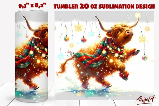 Christmas highland cow tumbler wrap sublimation, farm animal Sublimation Angelina Semenova 