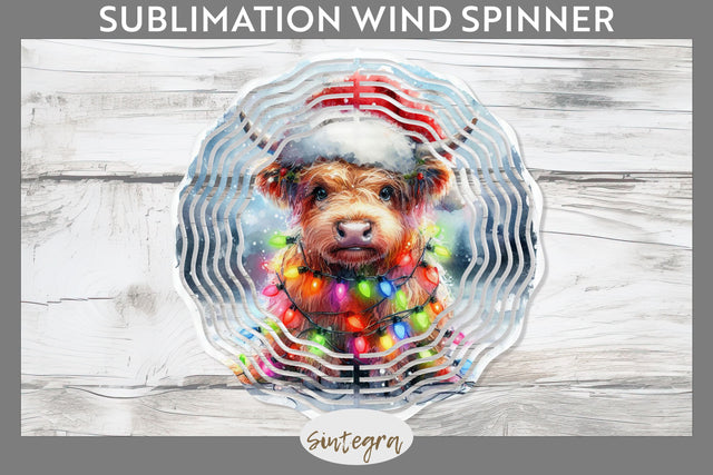 Christmas Highland Cow Wind Spinner Sublimation Sublimation Sintegra 