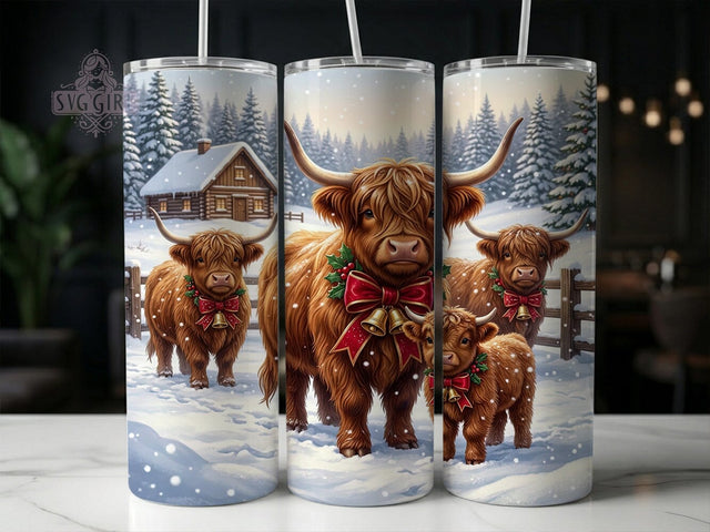 Christmas Highland Cows 20oz Tumbler, Highland Cows Xmas, Christmas Highland, Highland Cow Tumbler, Christmas Cow Wrap, 20oz Tumbler Wrap, Christmas Tumbler, Highland Cows PNG Sublimation SvggirlplusArt 