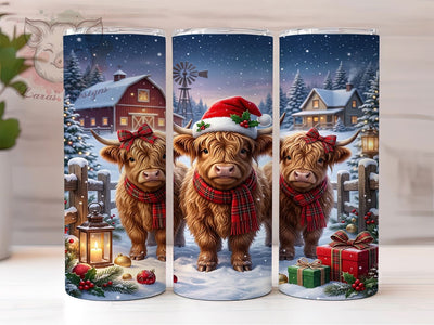 Christmas Highland Cows 20oz Tumbler, Highland Cows Xmas, Highland Cow Tumbler, Christmas Cow Wrap, 20oz Tumbler Wrap, Christmas Tumbler, Highland Cows PNG, Highland Cow Holiday Sublimation Lara' s Designs 