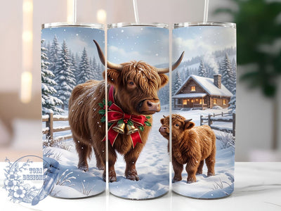 Christmas Highland Cows 20oz Tumbler, Highland Cows Xmas, Highland Cow Tumbler, Christmas Cow Wrap, 20oz Tumbler Wrap, Christmas Tumbler, Highland Cows PNG, Highland Cow Holiday Sublimation ToriDesigns 
