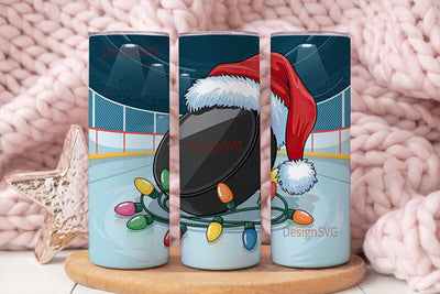 Christmas Hockey Puck 20oz Tumbler Wrap Sublimation DesignSVG 