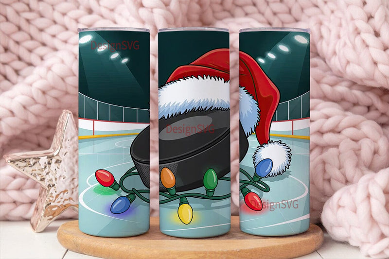Christmas Hockey Puck 20oz Tumbler Wrap Sublimation DesignSVG 