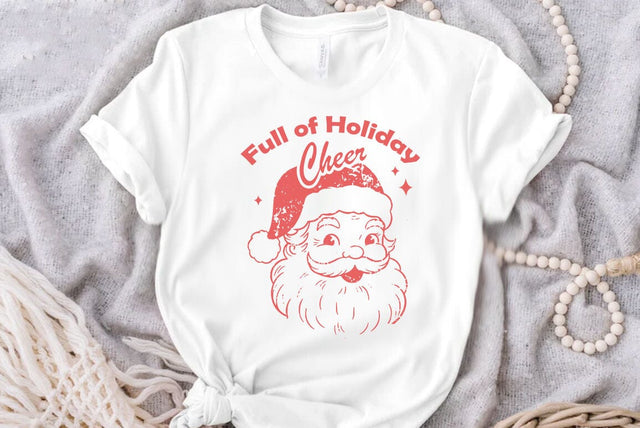 Christmas Holiday Cheer Illustration, ChristmasWUotes SVG Design, Cute Santa Claus, Reindeer, Christmas Tree and Retro Holiday Designs SVG FiveStarCrafting 