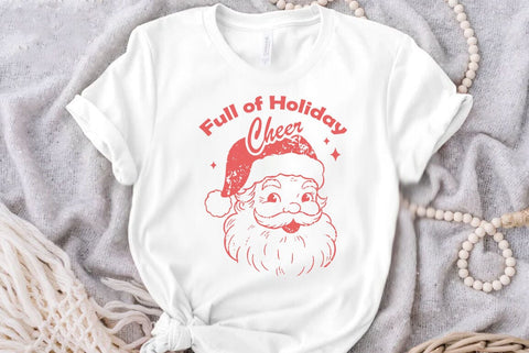 Christmas Holiday Cheer Illustration, ChristmasWUotes SVG Design, Cute Santa Claus, Reindeer, Christmas Tree and Retro Holiday Designs SVG FiveStarCrafting 