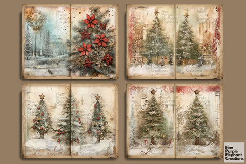 Christmas Holiday | Junk Journal Pages Digital Pattern Fine Purple Elephant Creations 