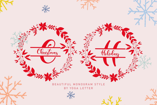 Christmas Holiday Monogram Font Prasetya Letter 
