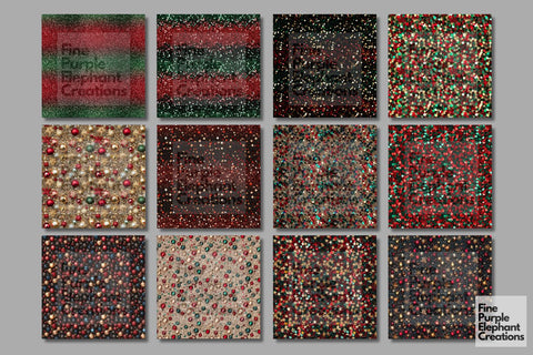 Christmas Holiday Ornament Glitter Digital Paper - Textured Sublimation Scrapbook Pattern Digital Pattern Fine Purple Elephant Creations 