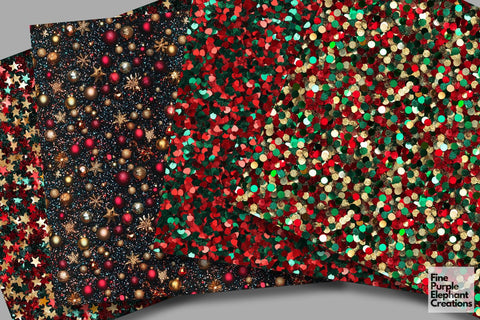 Christmas Holiday Ornament Glitter Digital Paper - Textured Sublimation Scrapbook Pattern Digital Pattern Fine Purple Elephant Creations 