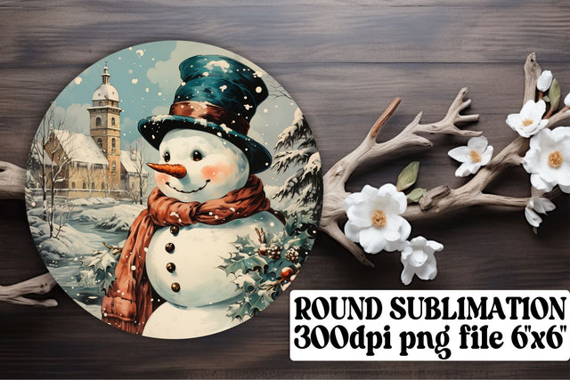 Christmas Holiday Round Keychain Design Watercolor Retro Sublimation afrosvg 