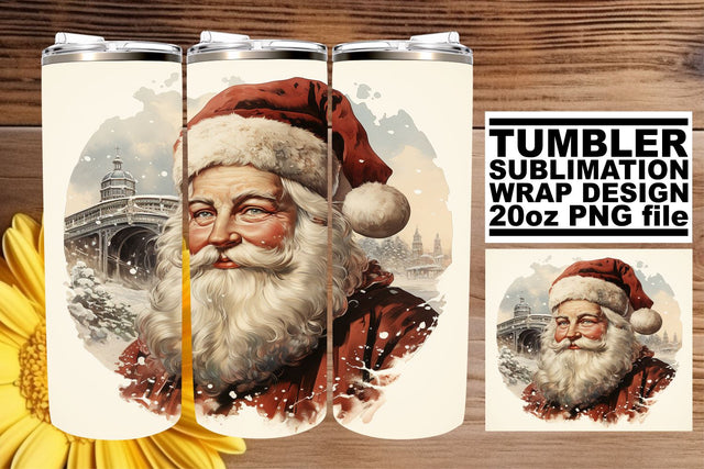 Christmas Holiday Tumbler Wrap - Watercolor Retro Design Sublimation afrosvg 