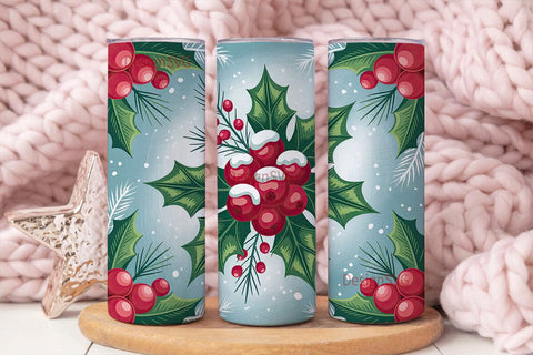 Christmas Holly Berries 20oz Tumbler Sublimation DesignSVG 