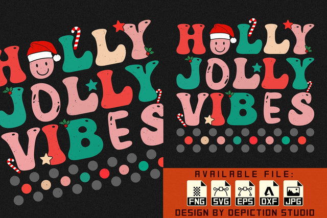 Christmas Holly Jolly Vibes T-Shirt, Christmas Typography Shirt Print Template Sketch DESIGN Depiction Studio 