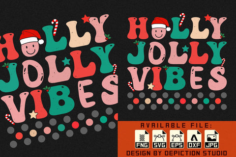 Christmas Holly Jolly Vibes T-Shirt, Christmas Typography Shirt Print Template Sketch DESIGN Depiction Studio 