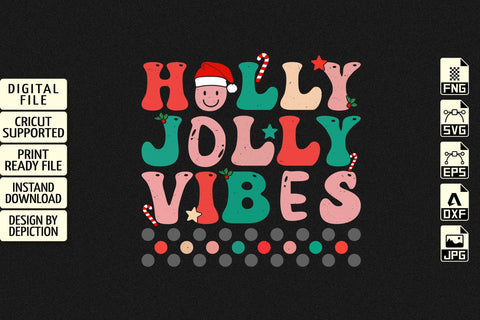 Christmas Holly Jolly Vibes T-Shirt, Christmas Typography Shirt Print Template Sketch DESIGN Depiction Studio 