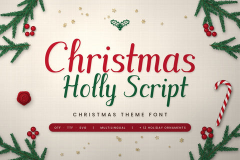 Christmas Holly Script Font Font ampersand 