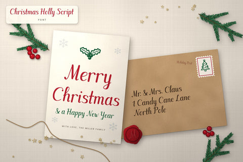 Christmas Holly Script Font Font ampersand 