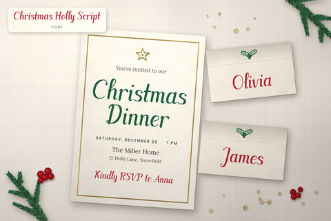 Christmas Holly Script Font Font ampersand 