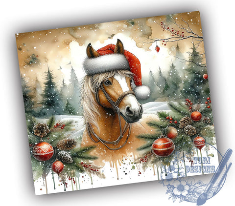 Christmas Horse 20oz Skinny Tumbler, Winter Animals Tumbler Png, Straight & Tapered Tumbler Wrap, Instant Digital Download Sublimation ToriDesigns 