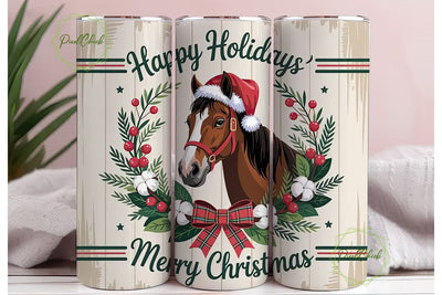Christmas Horse 20oz Tumbler Wrap Sublimation PixelChick 