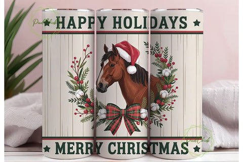 Christmas Horse 20oz Tumbler Wrap Sublimation PixelChick 