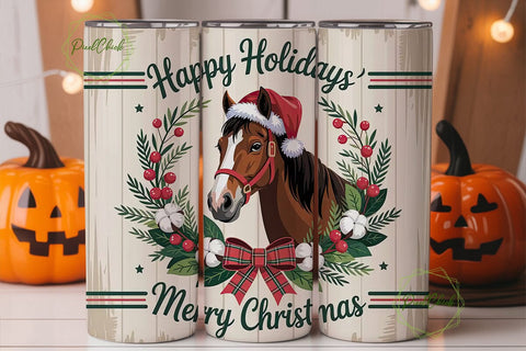 Christmas Horse 20oz Tumbler Wrap Sublimation PixelChick 
