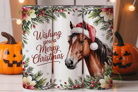 Christmas Horse 20oz Tumbler Wrap Sublimation PixelChick 