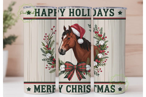 Christmas Horse 20oz Tumbler Wrap Sublimation PixelChick 