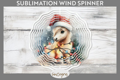 Christmas Horse Animal Entangled in Lights Wind Spinner Sublimation Sublimation Sintegra 