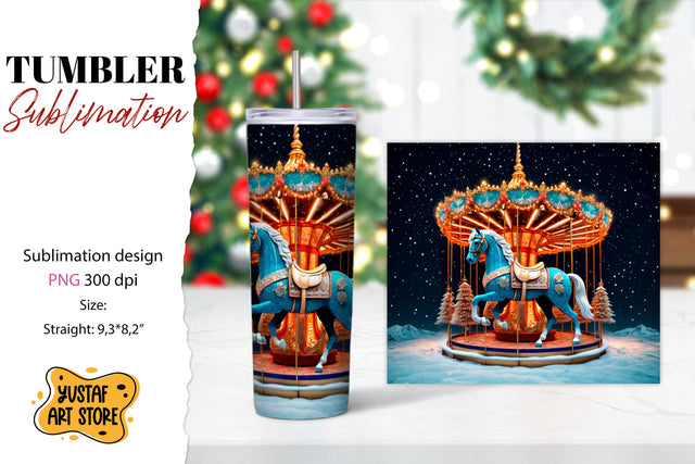 Christmas horse carousel tumbler sublimation. Sublimation Yustaf Art Store 