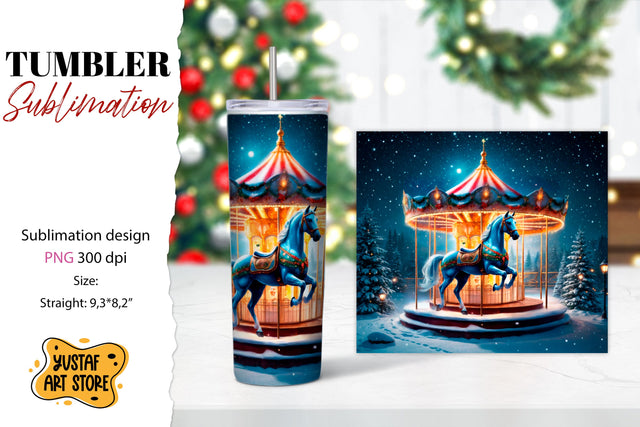 Christmas horse carousel tumbler sublimation. Sublimation Yustaf Art Store 