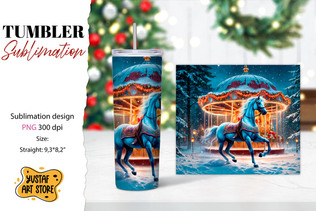 Christmas horse carousel tumbler sublimation. Sublimation Yustaf Art Store 