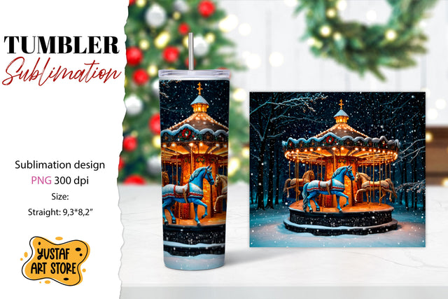Christmas horse carousel tumbler sublimation. Sublimation Yustaf Art Store 