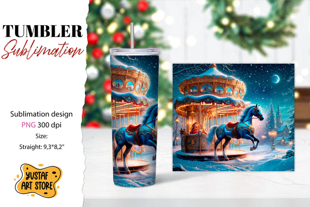 Christmas horse carousel tumbler sublimation. Sublimation Yustaf Art Store 