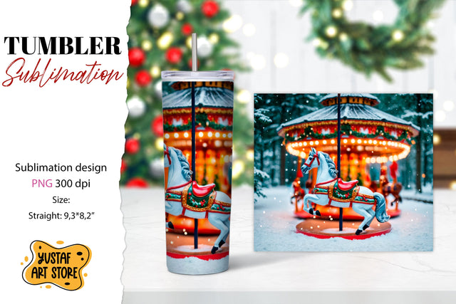 Christmas horse carousel tumbler sublimation. Sublimation Yustaf Art Store 