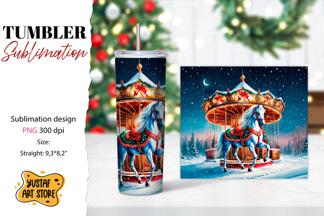 Christmas horse carousel tumbler sublimation. Sublimation Yustaf Art Store 